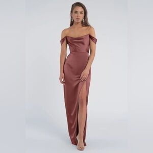 Jenny Yoo Sawyer satin dress in Cinnamon Rose size 2